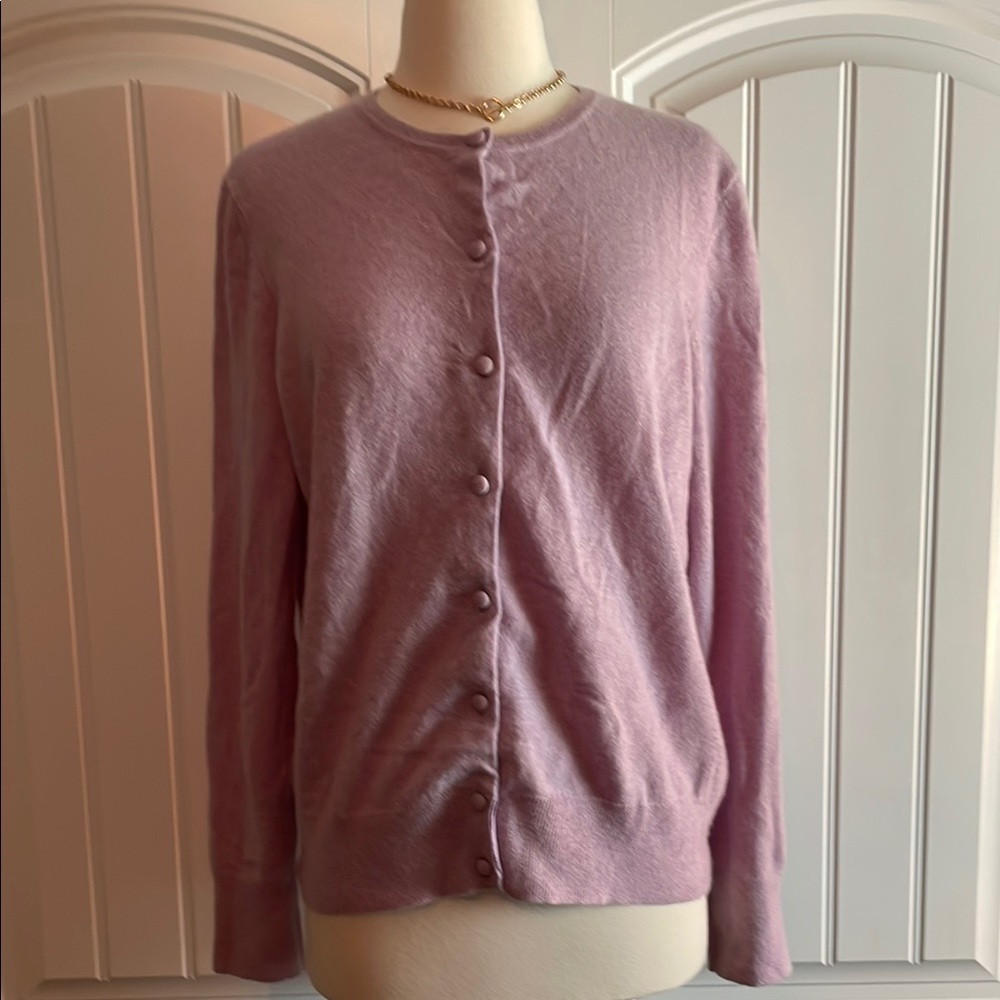 Brooks Brothers Purple Cardigan Sweater Fine Knit 100% Cashmere
